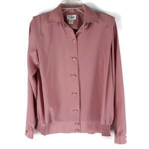 Vintage L'Gante Blush Pink Button Up Blouse